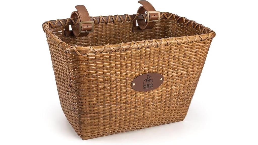 handcrafted rattan bike basket