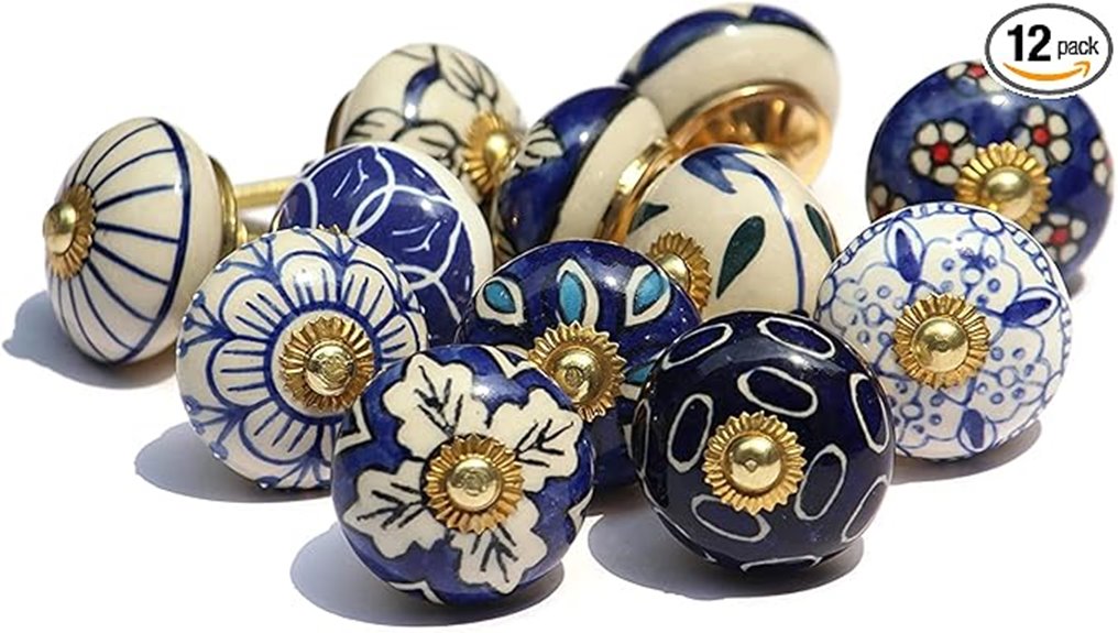 handmade blue ceramic knobs