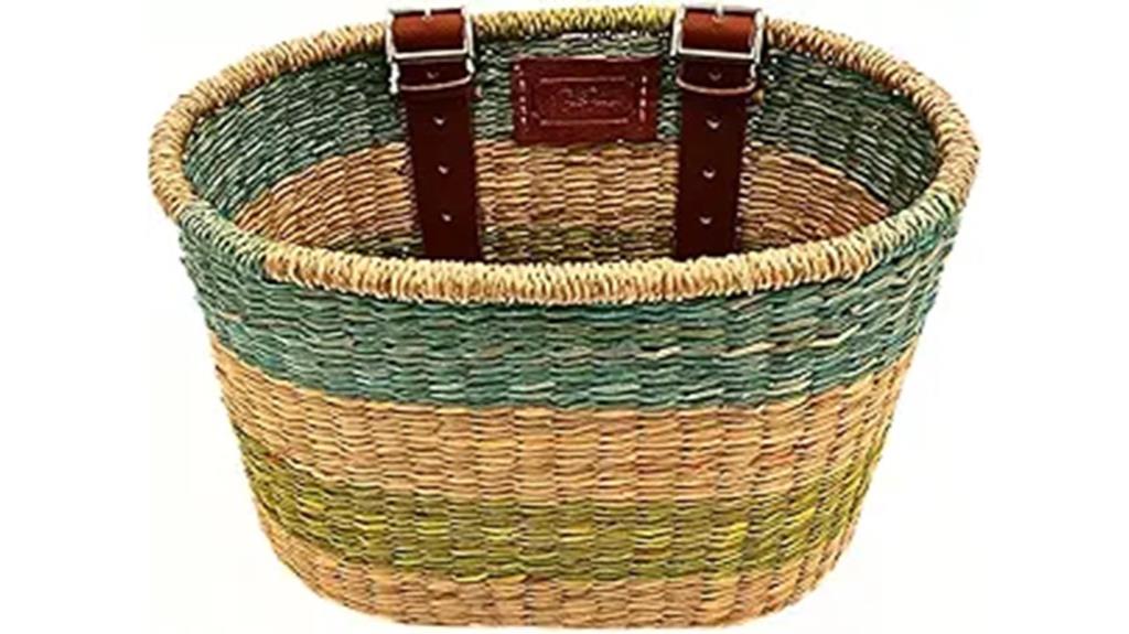handwoven seagrass bicycle basket