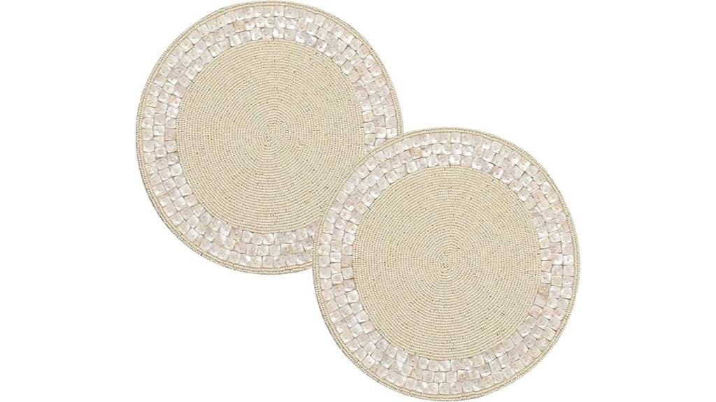 ivory beaded round placemats