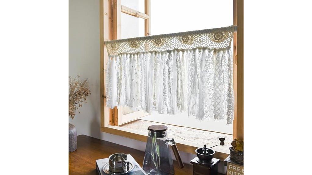 ivory beige crochet valance