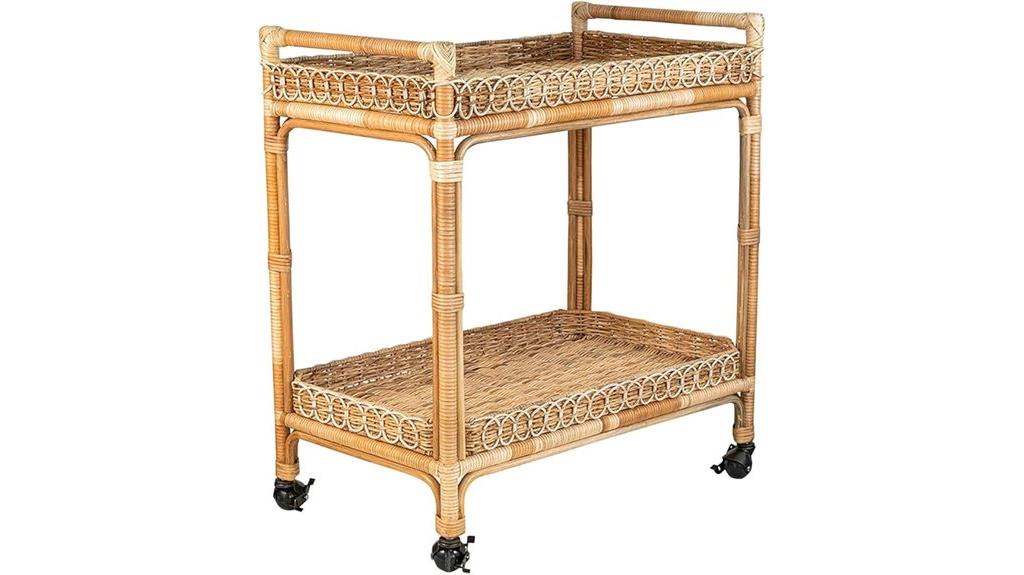 juliska provence rattan bar cart