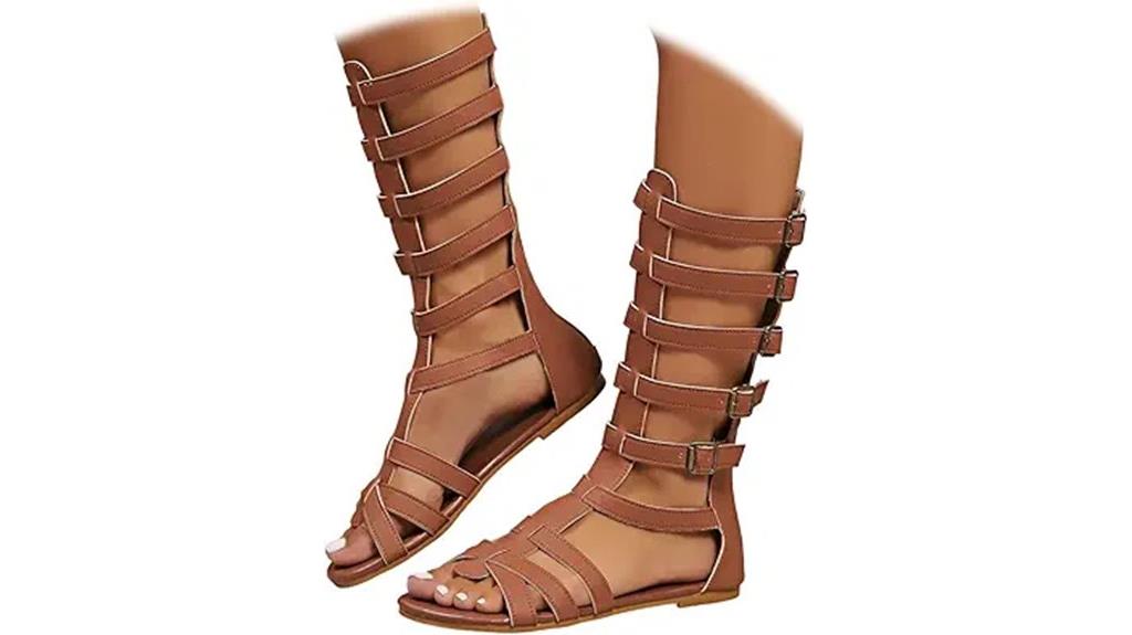 knee high open toe sandals