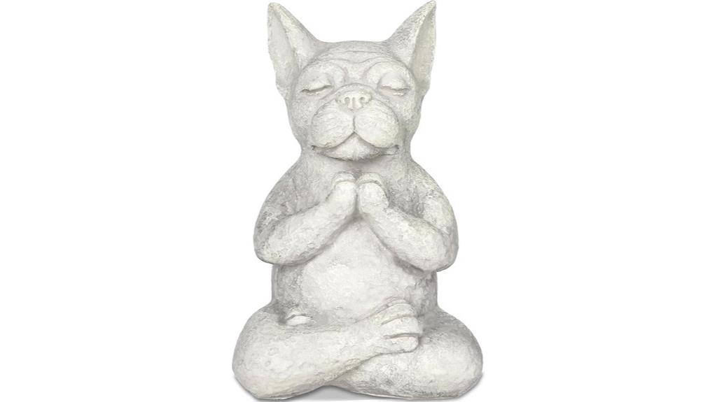meditating bulldog garden statue