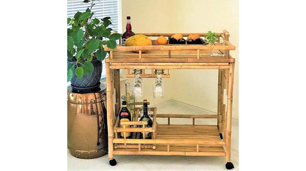 natural bamboo wine cart