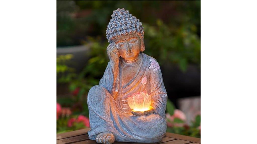 outdoor buddha solar light