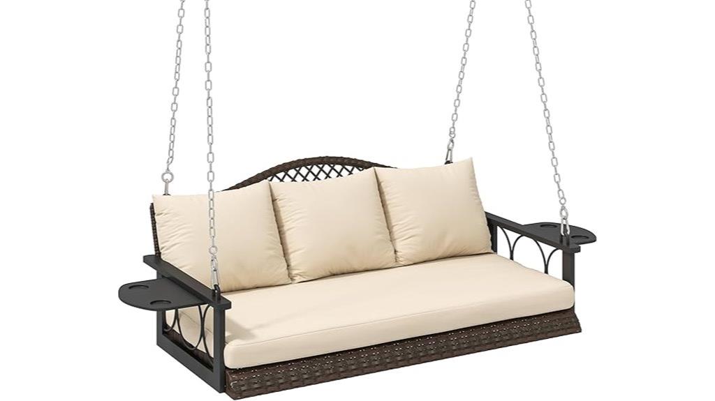 outdoor wicker porch swing