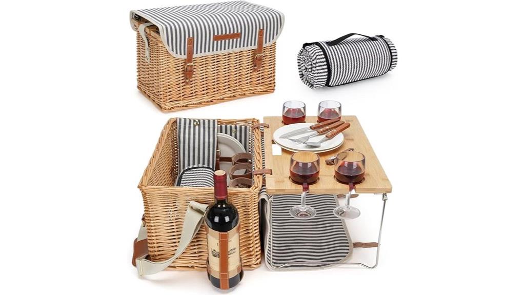 picnic basket with blanket