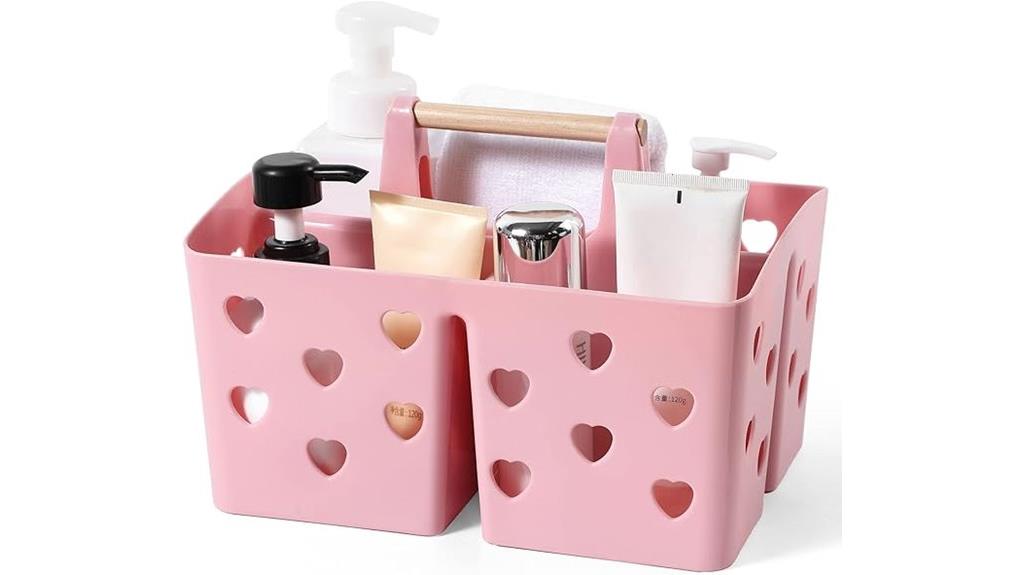pink portable shower organizer