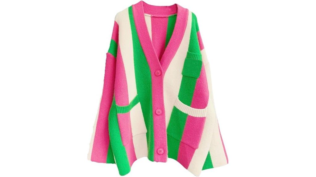 rainbow striped long sleeve cardigan