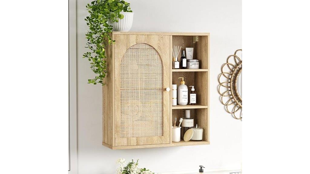 rattan bathroom wall cabinet