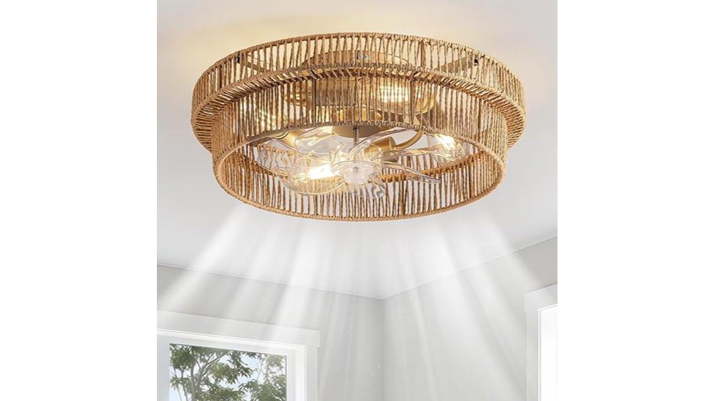 rattan boho ceiling fan