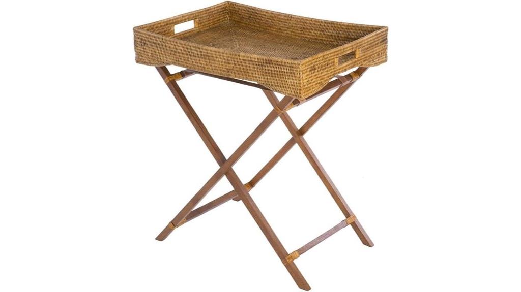 rattan tray with stand