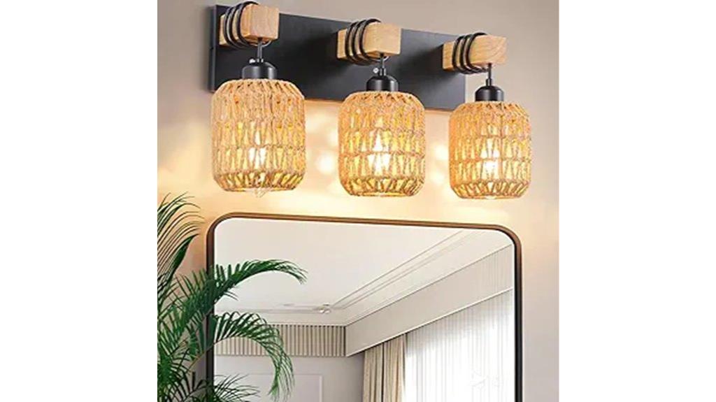 rattan wicker bathroom lighting