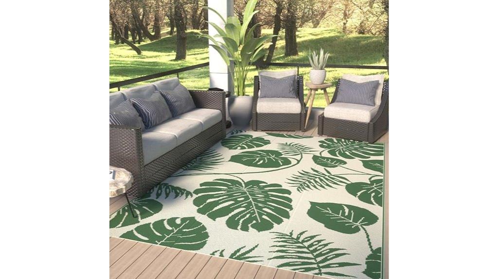 reversible tropical leaf rug