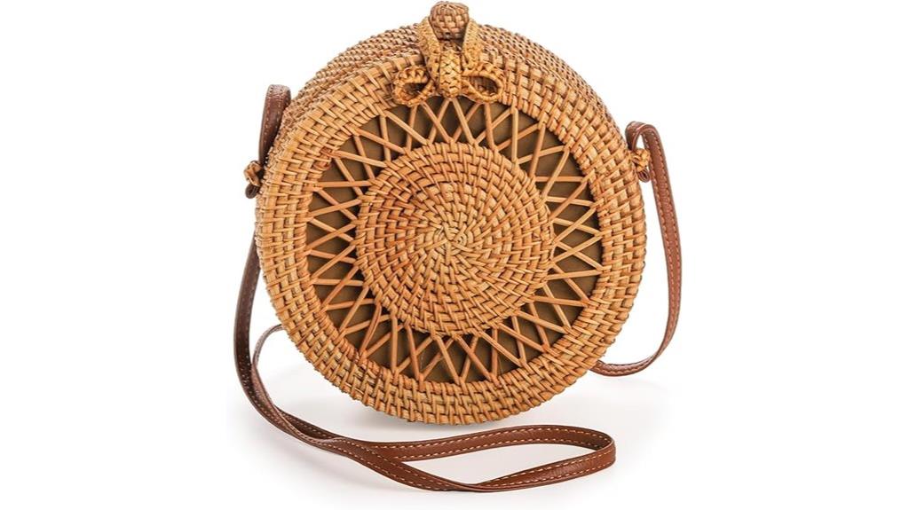 round rattan bag