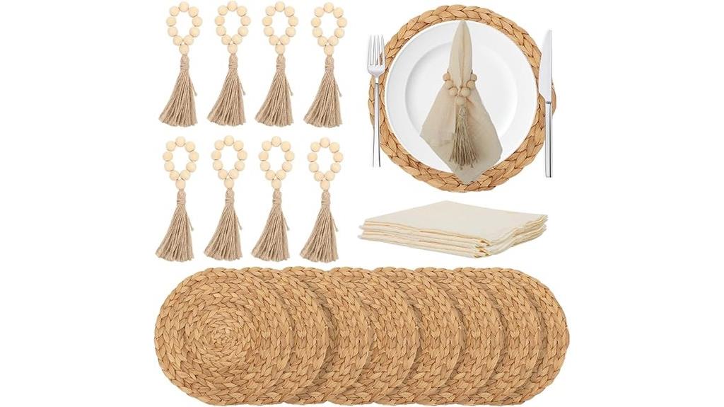 round woven placemats set