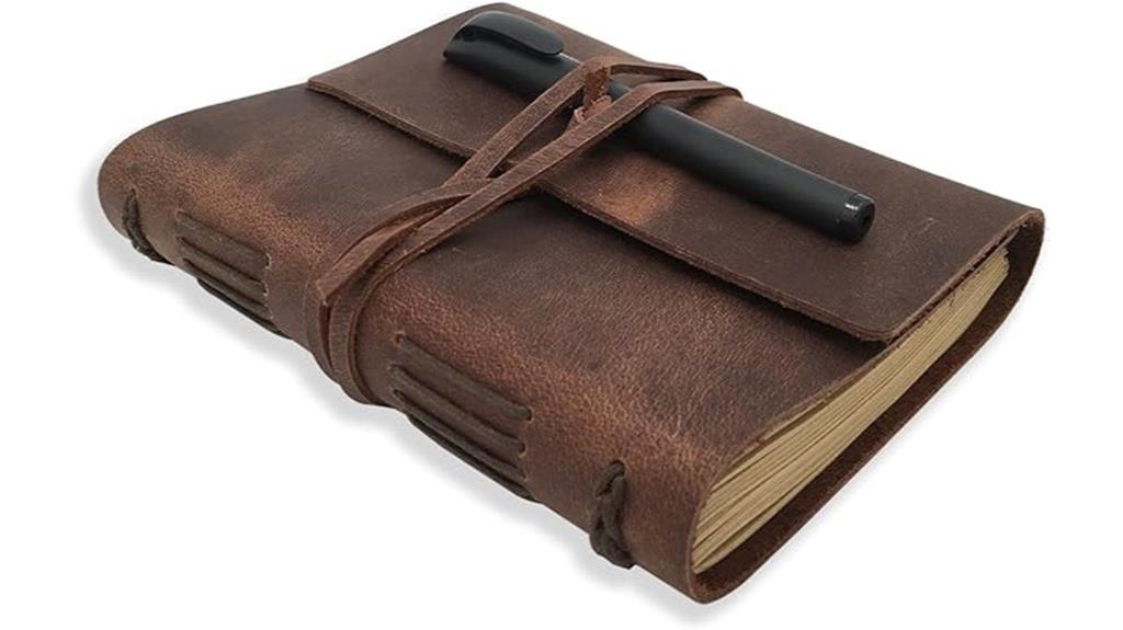 rustic brown leather notebook