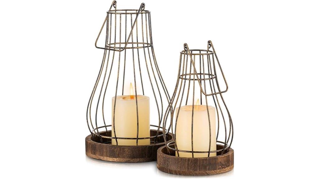 rustic candle holders set