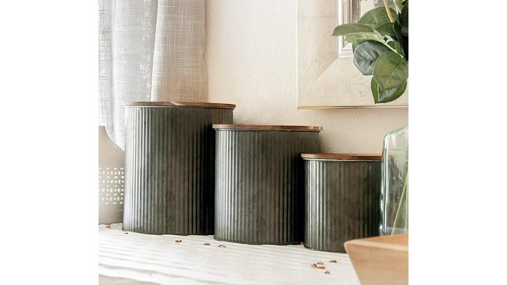 rustic countertop kitchen canisters