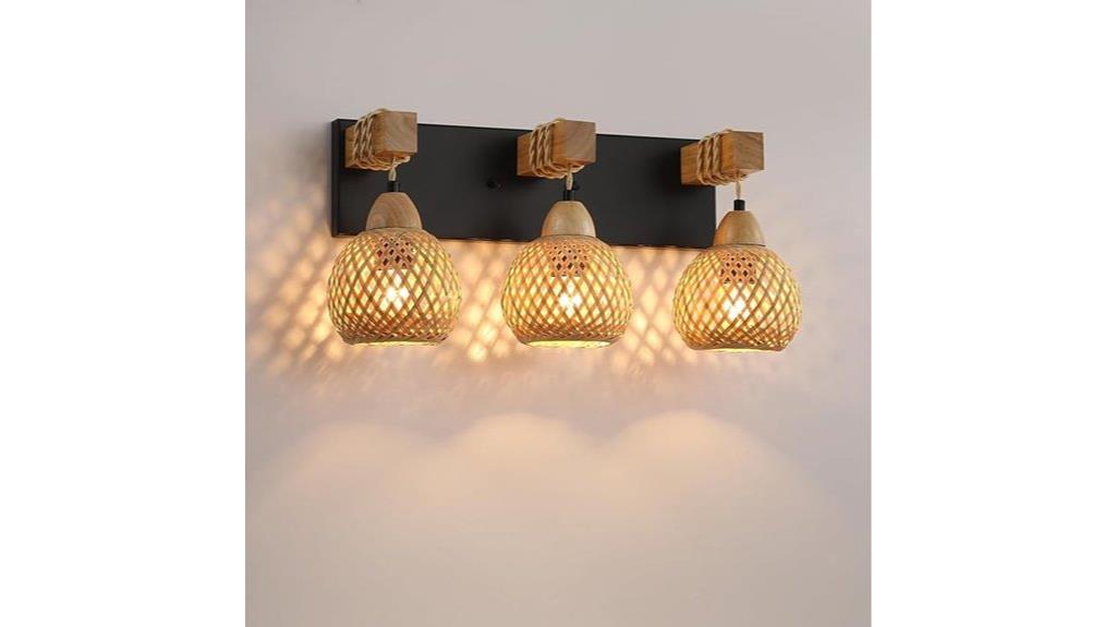rustic wicker bathroom lighting