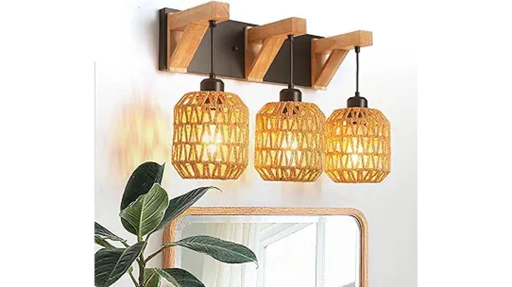 rustic wicker vanity light