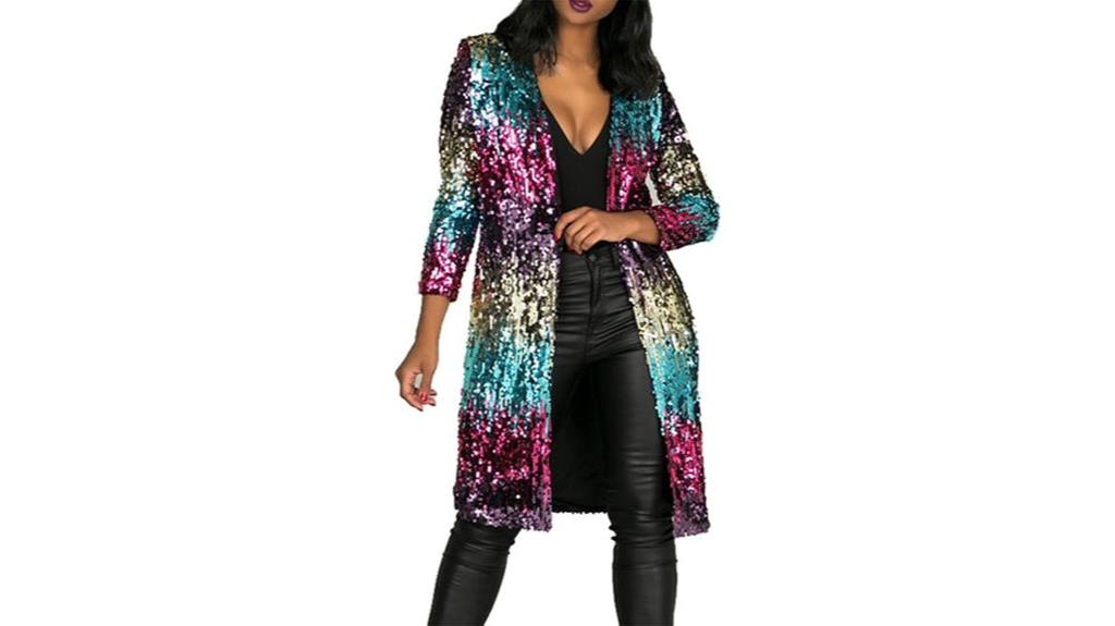sequin open front duster