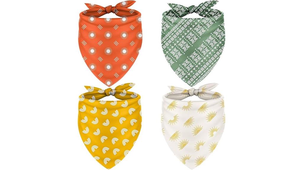 set of four boho pet bandanas