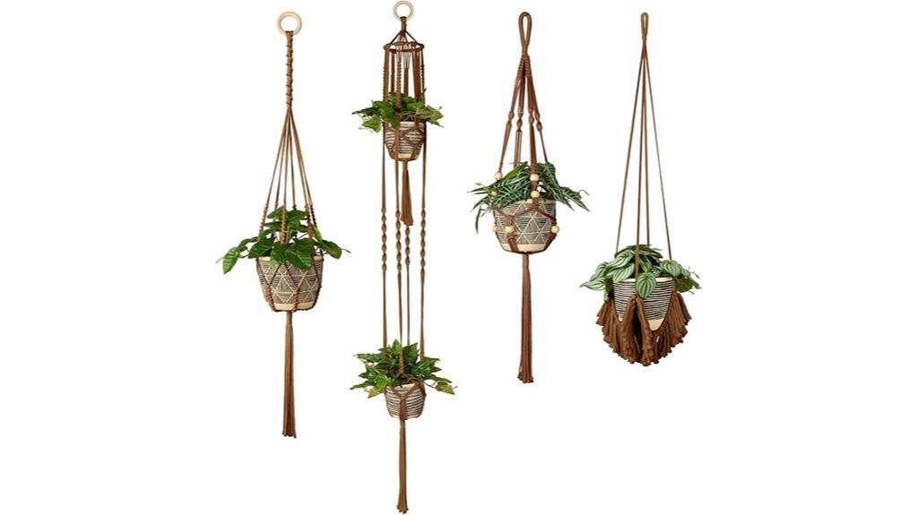 set of four macrame hangers
