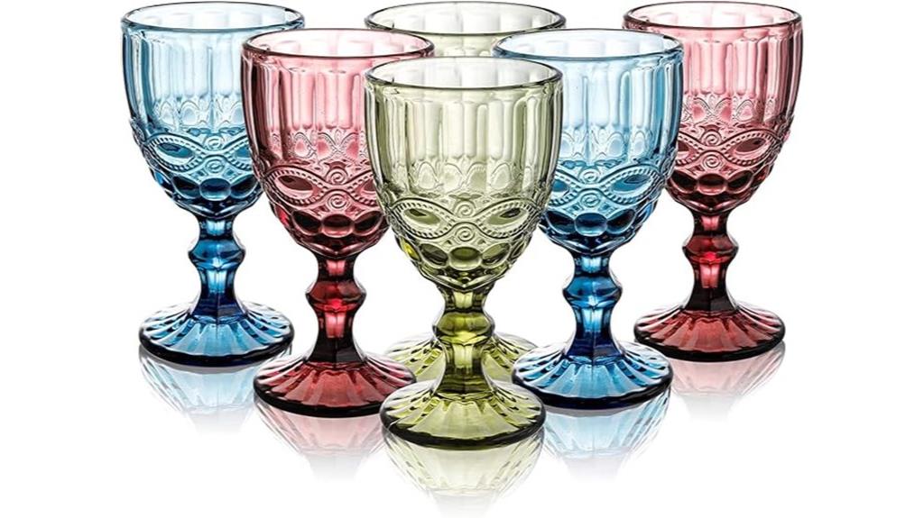 set of six colorful goblets