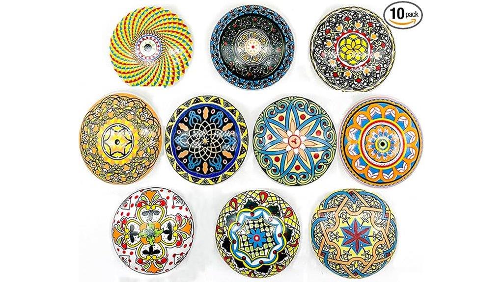 set of ten porcelain knobs