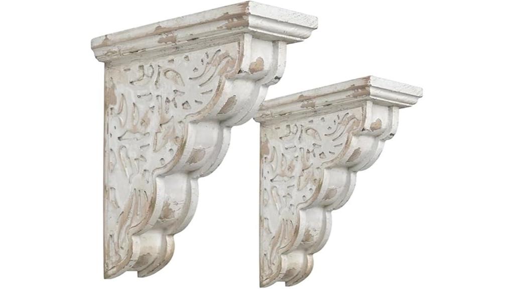 set of two wooden corbels