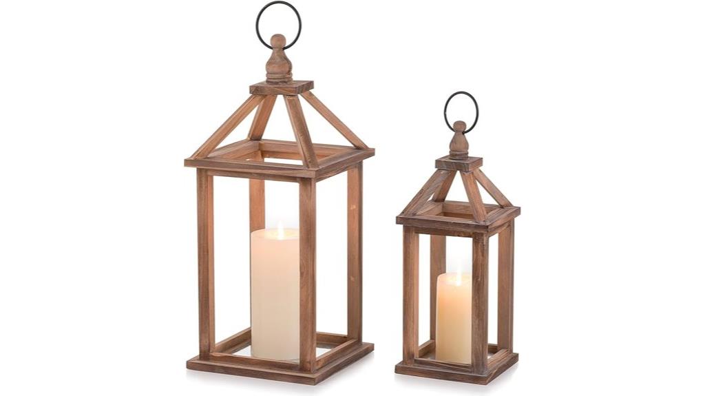set of two wooden lanterns