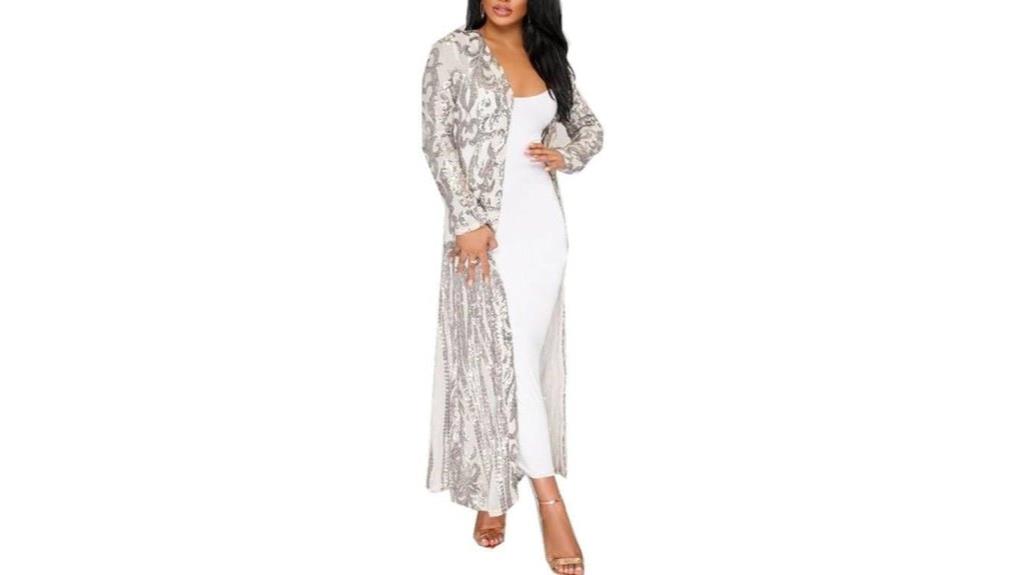 silver sequin mesh cardigan