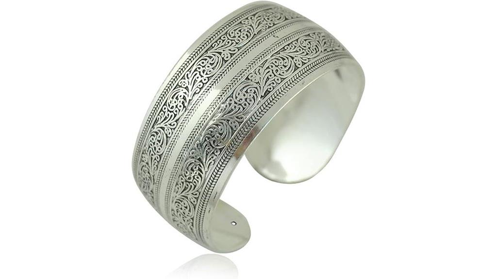 silver spiral flower bracelet