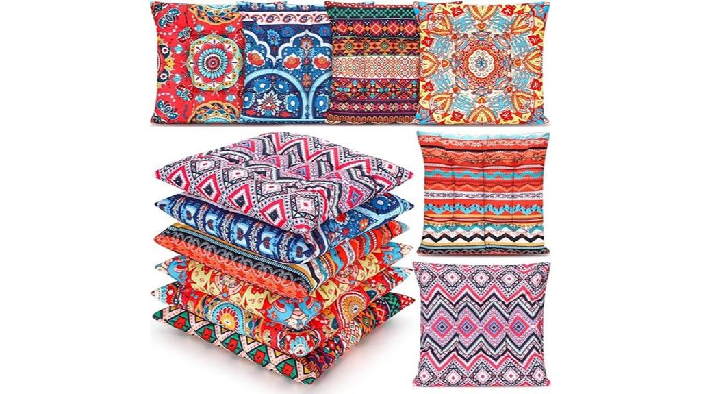 six bohemian floor cushions