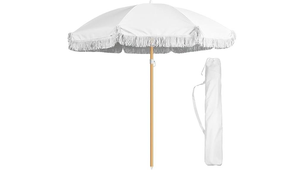 six foot fringe patio umbrella