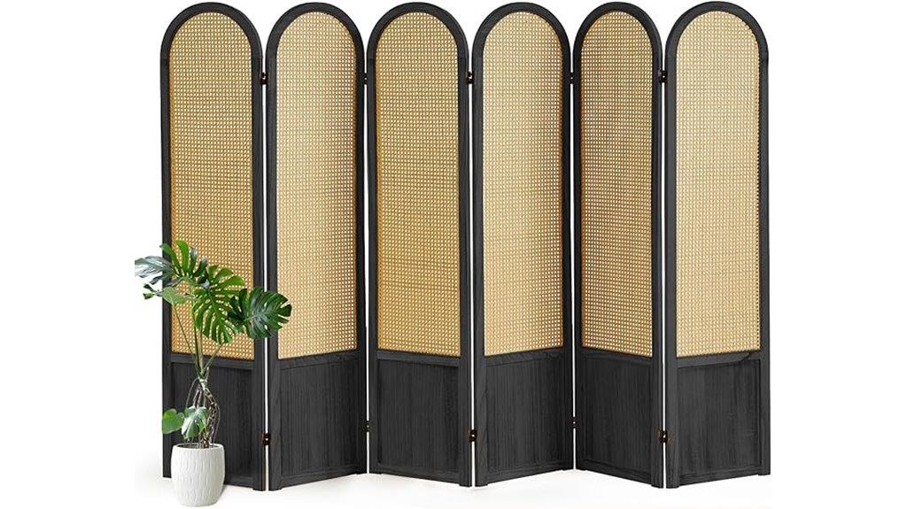 six panel rattan divider