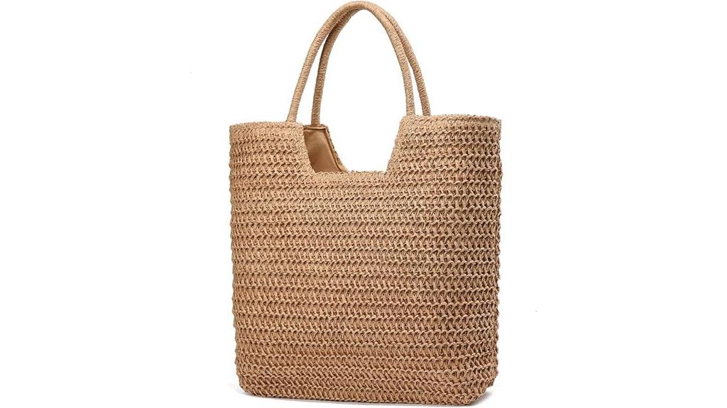 straw woven vacation tote