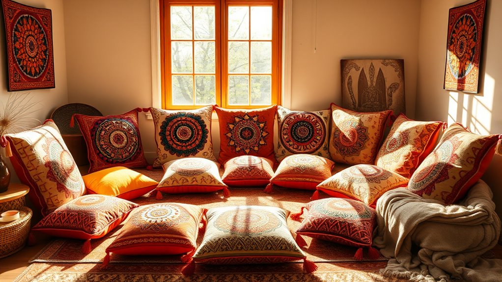 stylish boho meditation cushions