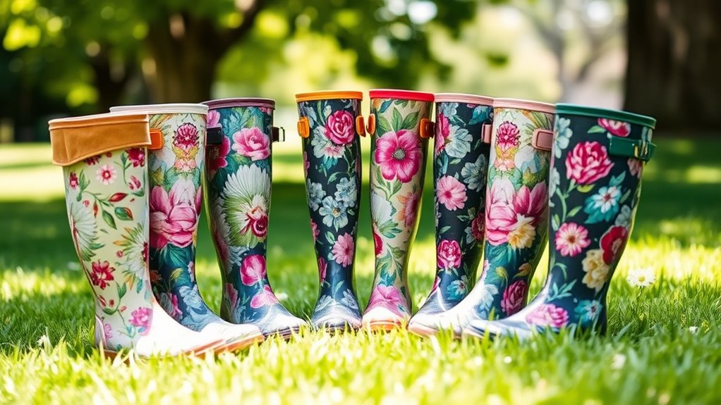 stylish floral boho rain boots