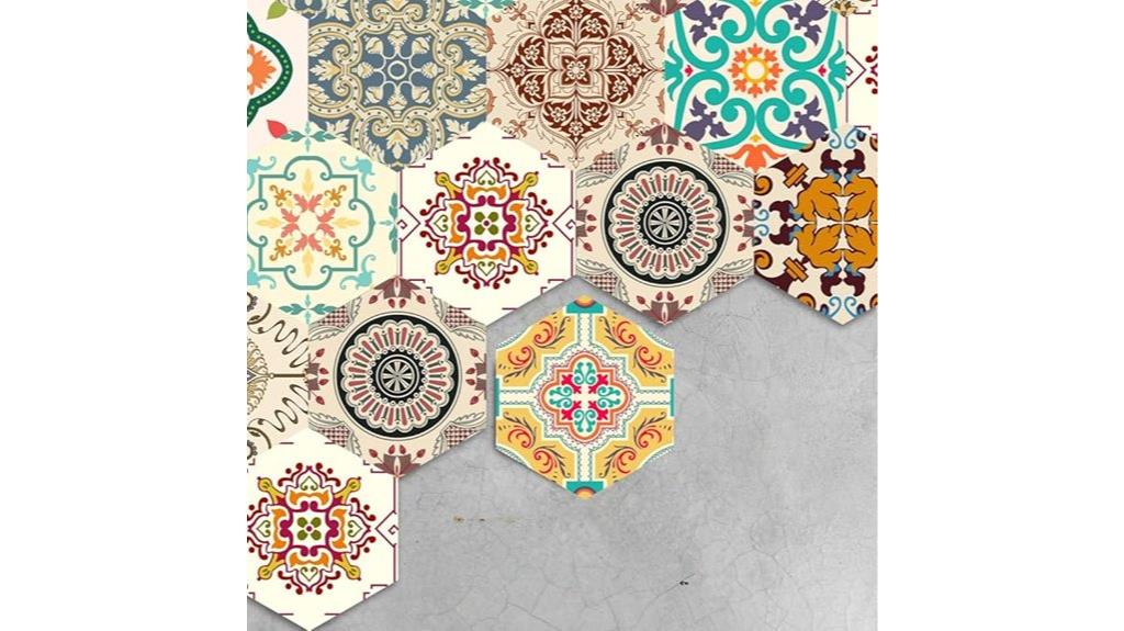 ten hexagon floor stickers