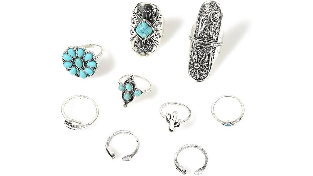 turquoise retro ring set