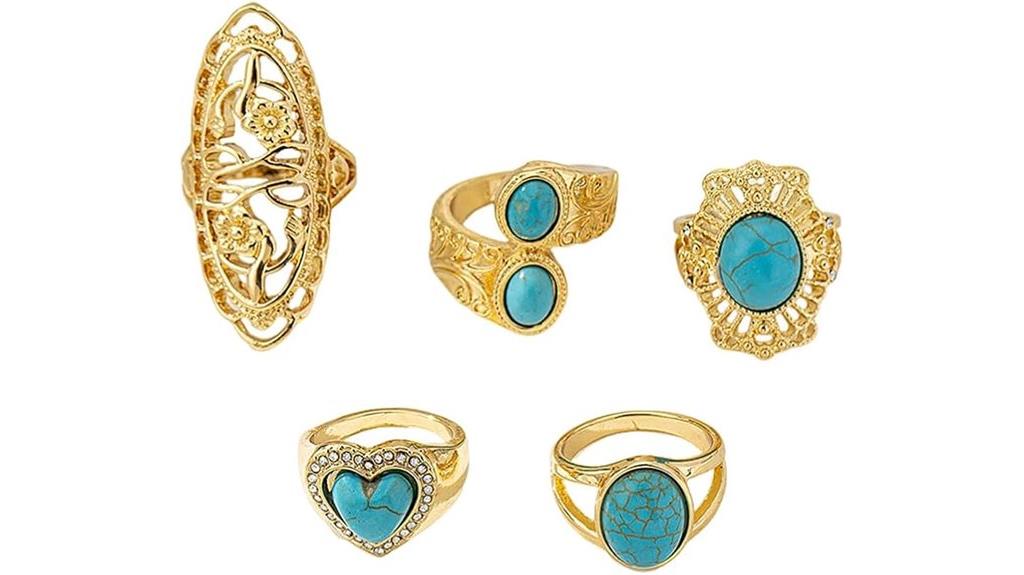 turquoise stackable ring set