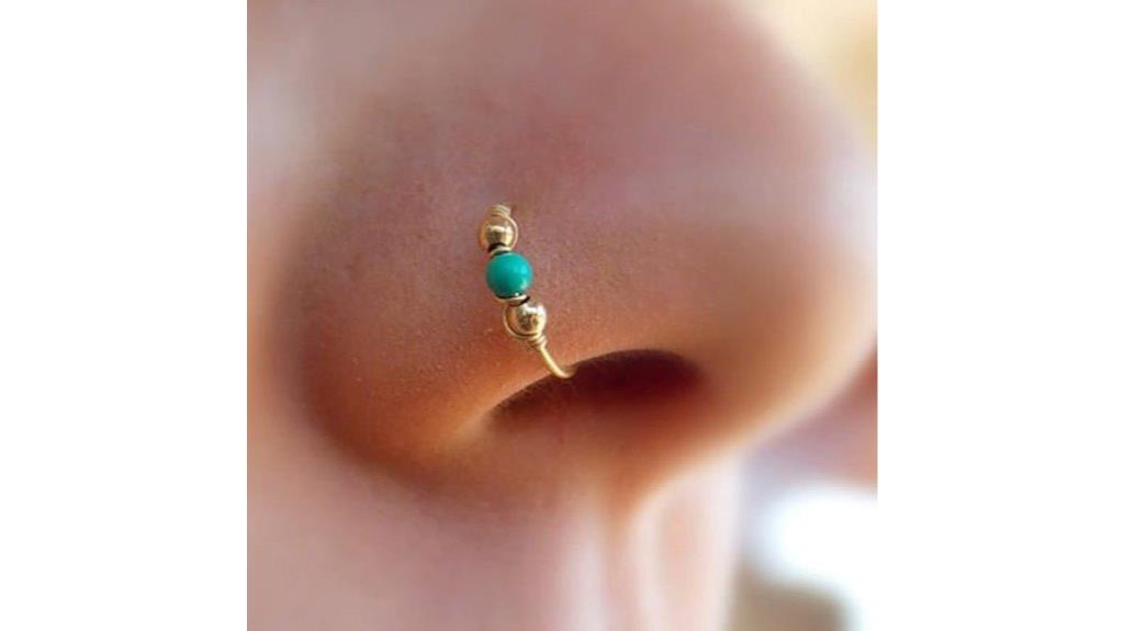 turquoise steel septum hoop