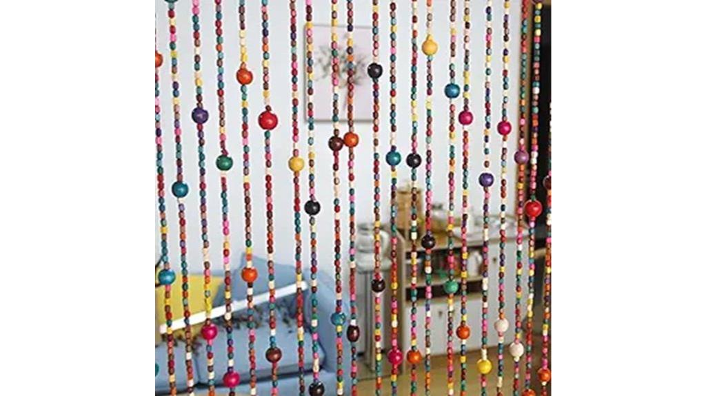 vibrant boho beaded curtain