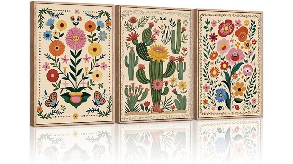 vintage floral canvas set