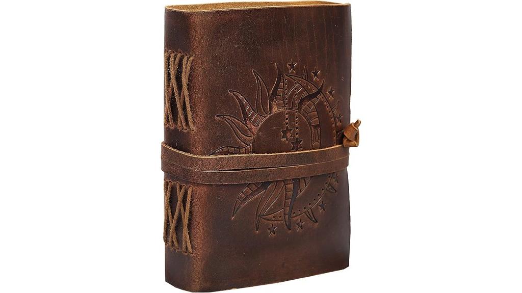 vintage leather sun moon journal