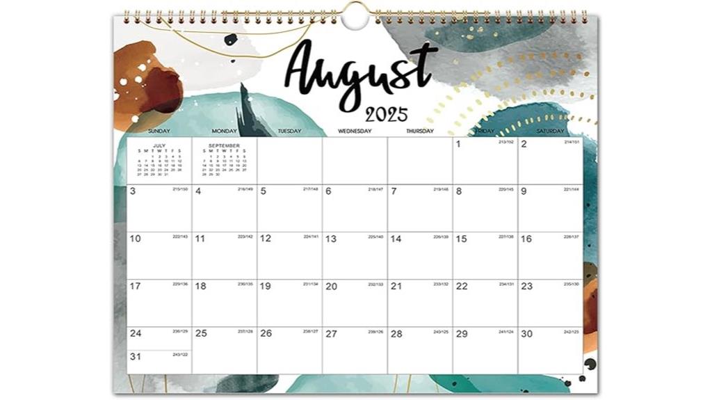 wall calendar spanning two years