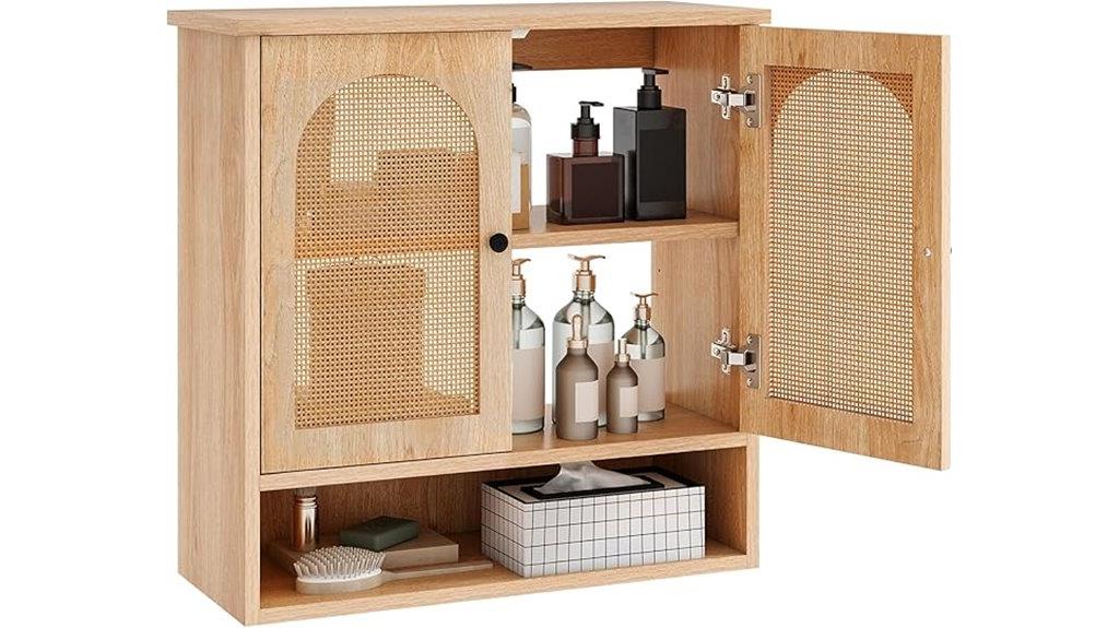 wall mounted faux rattan cabinet
